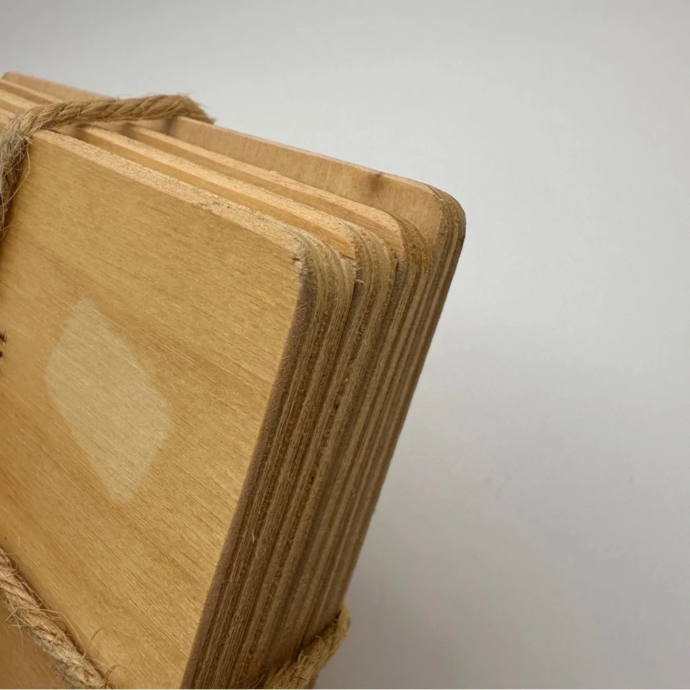 Geometric Patterned Wood Multicolor Coasters Set of 4